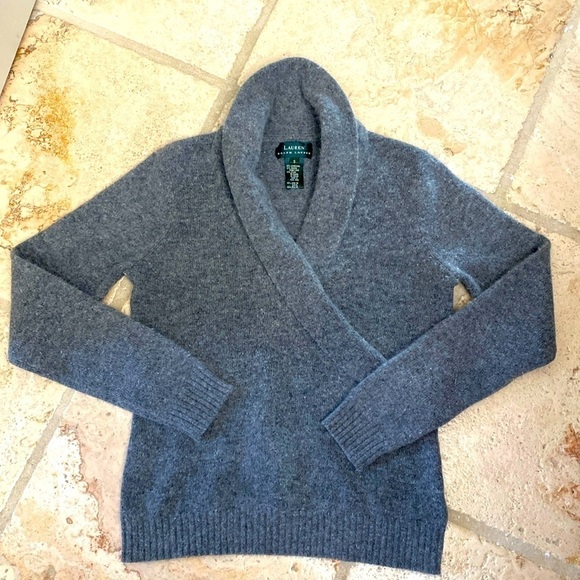 Lauren Ralph Lauren Sweaters - Lauren Ralph Lauren Wool Sweater Women’s Faux Wrap soft cozy Fall Preppy grey S